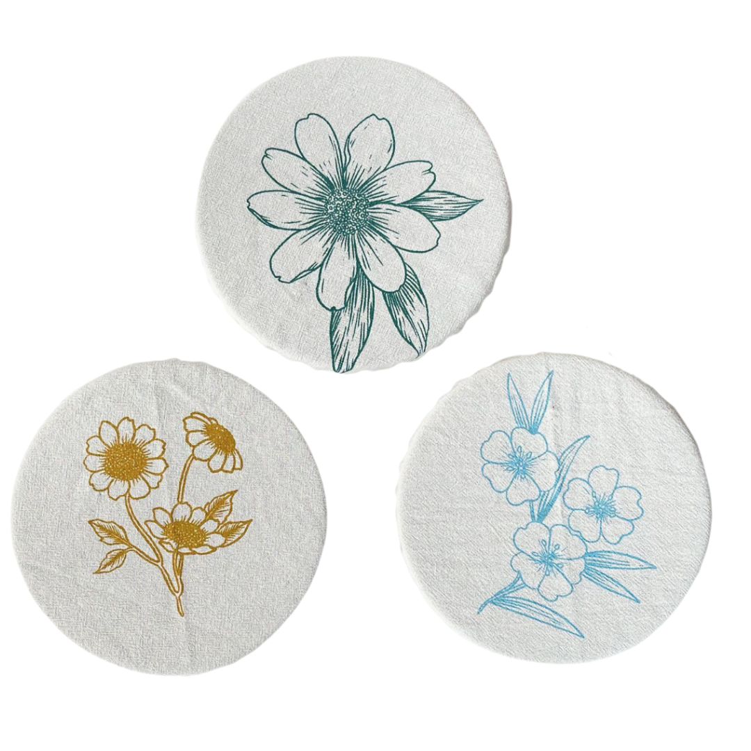 Cotton Snack Bowl Covers - set of 3