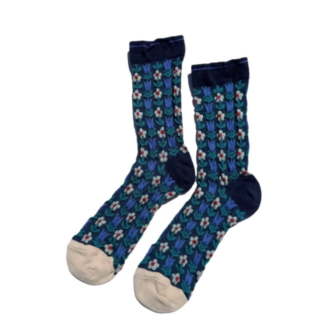 Blue Flower Socks