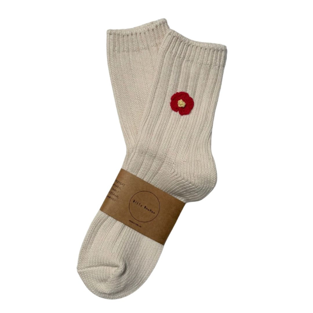 Cotton Flower Socks - Red
