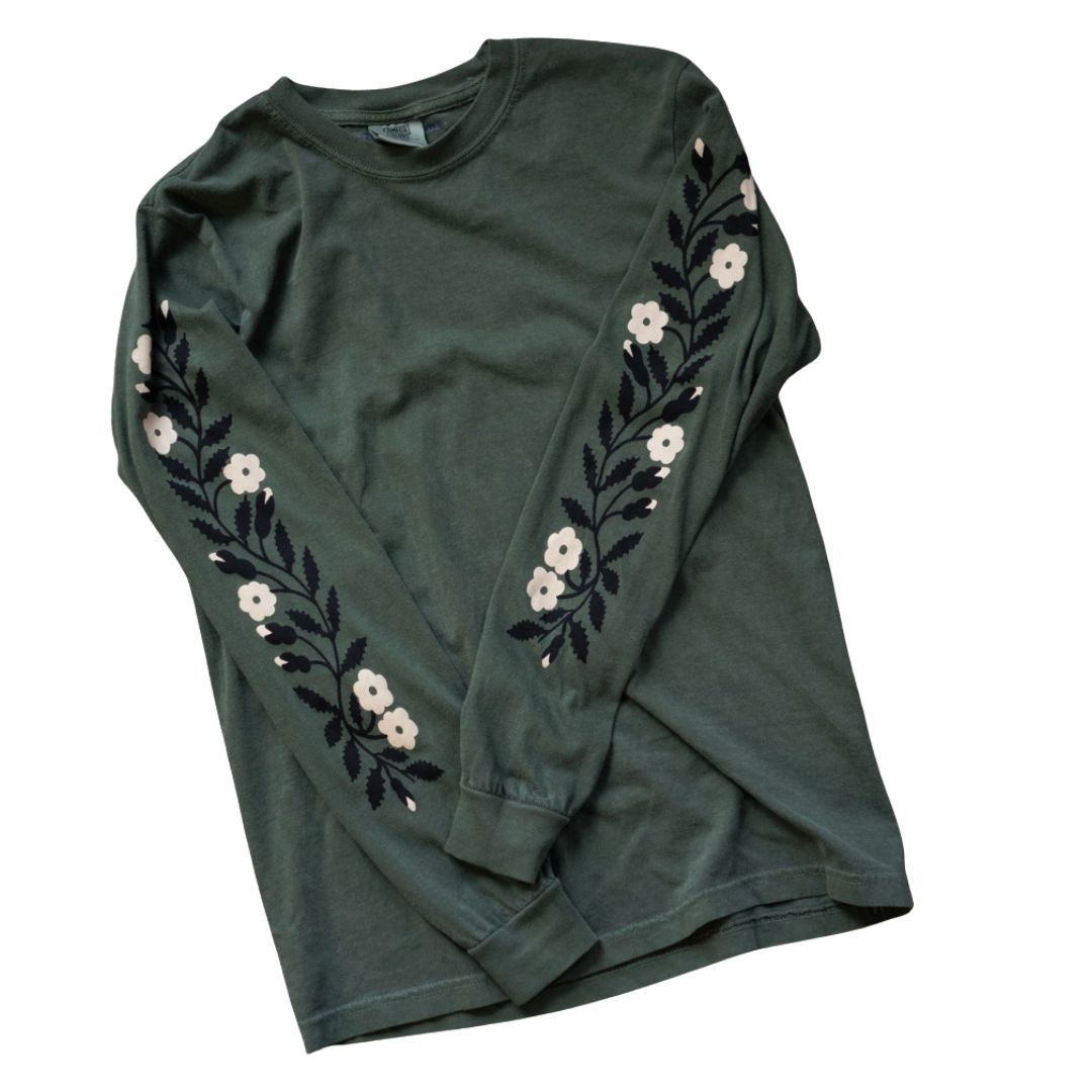 Floral Long Sleeve - Forest Green