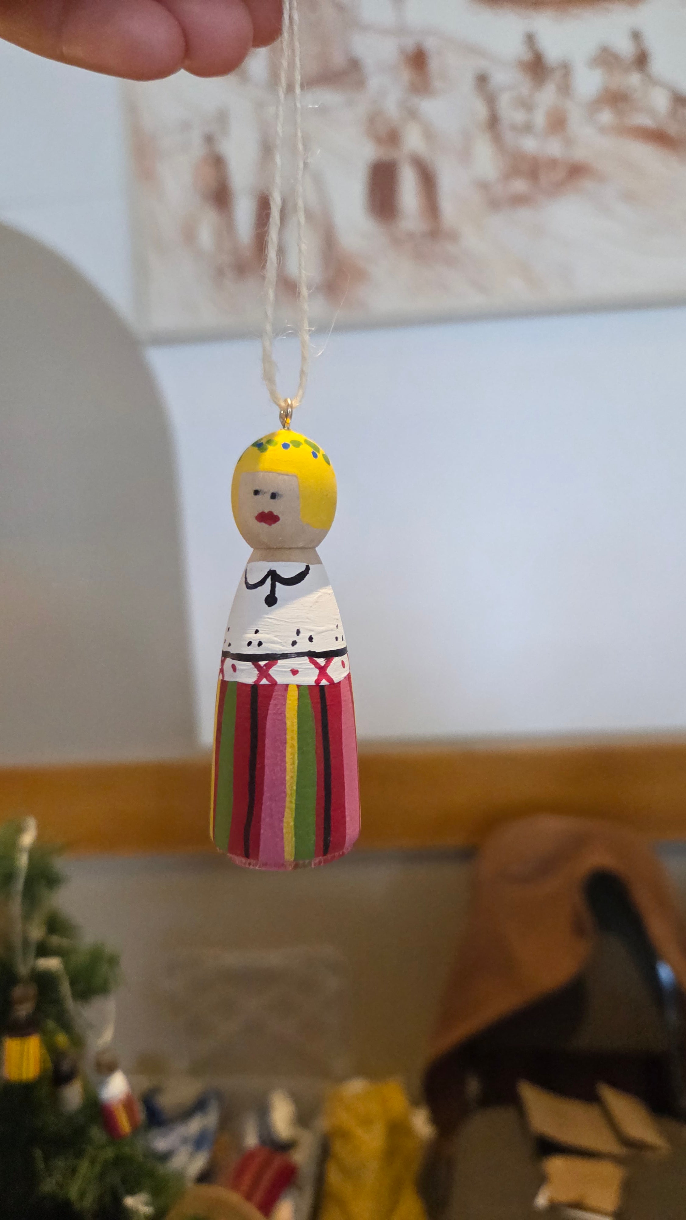Rahva Lady Handpainted Wooden Ornament (Large)