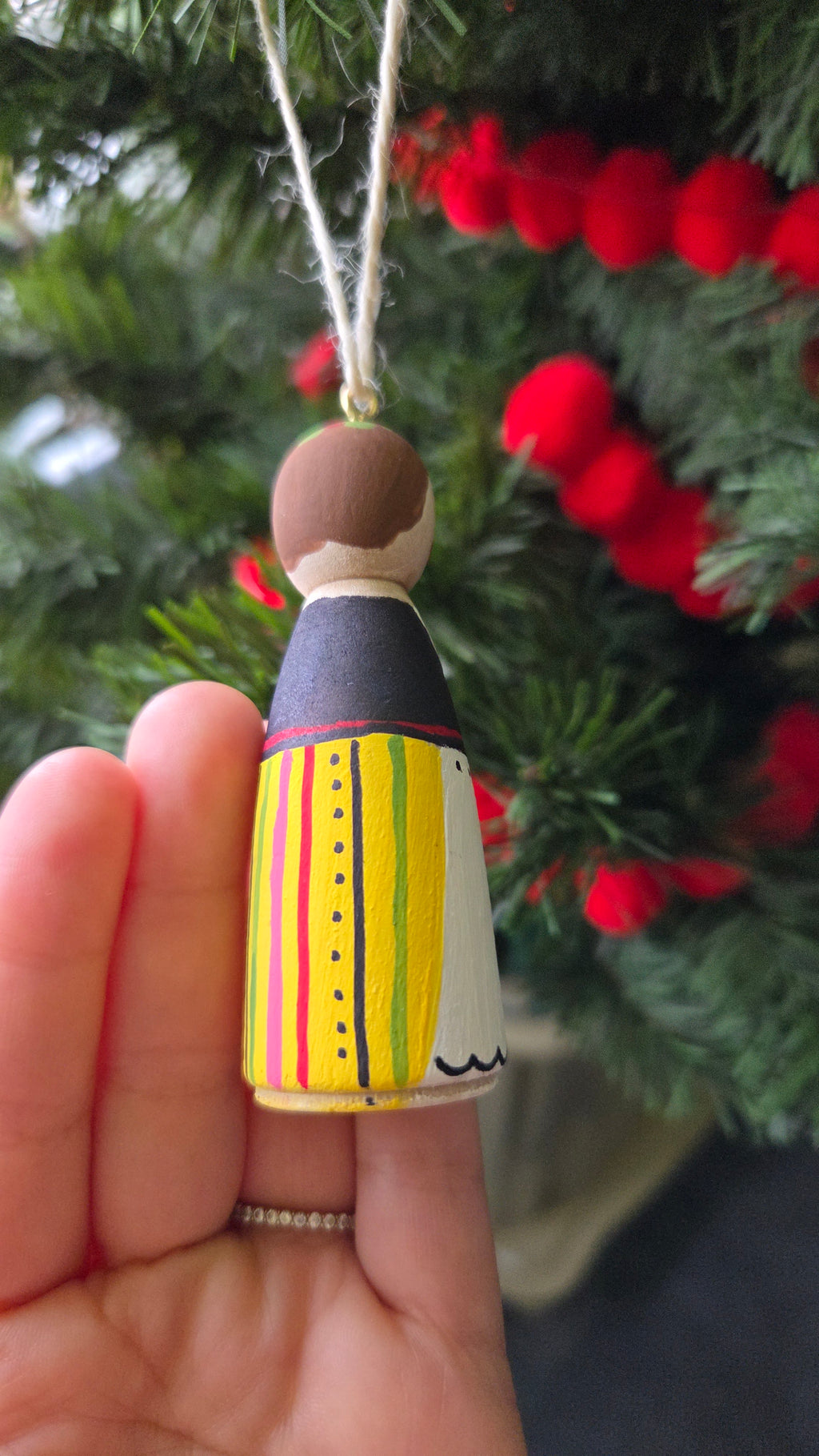 Rahva Lady Handpainted Wooden Ornament (Large)