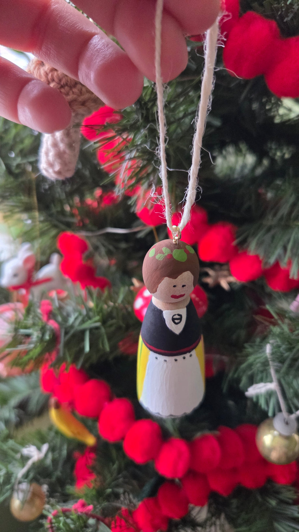 Rahva Lady Handpainted Wooden Ornament (Large)