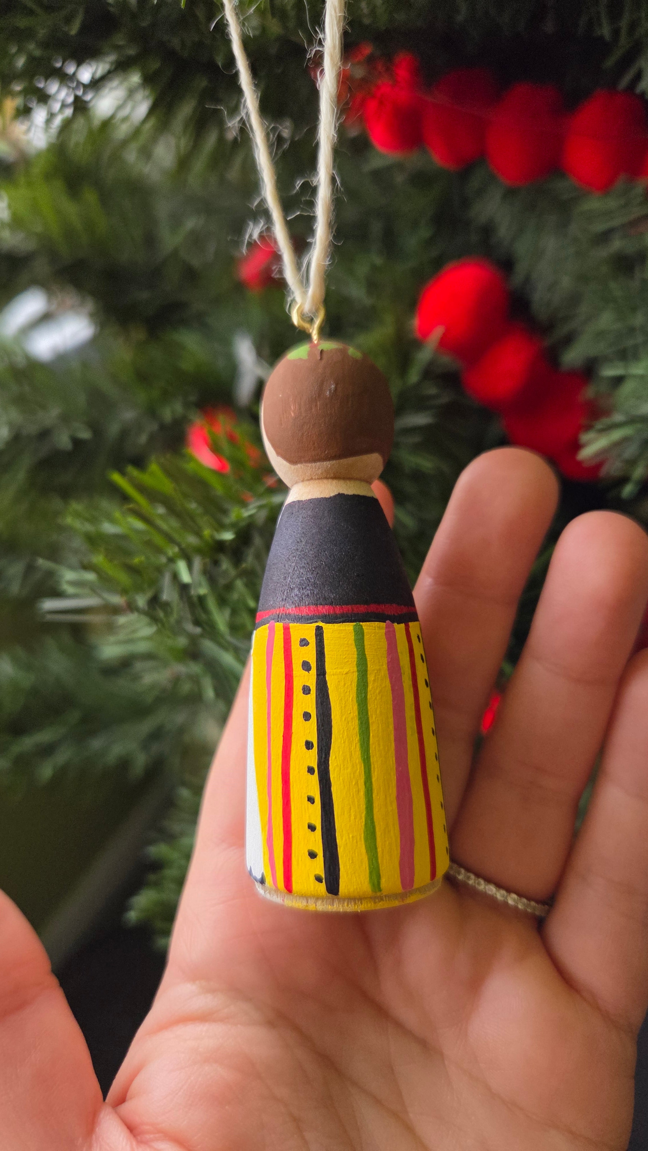 Rahva Lady Handpainted Wooden Ornament (Large)