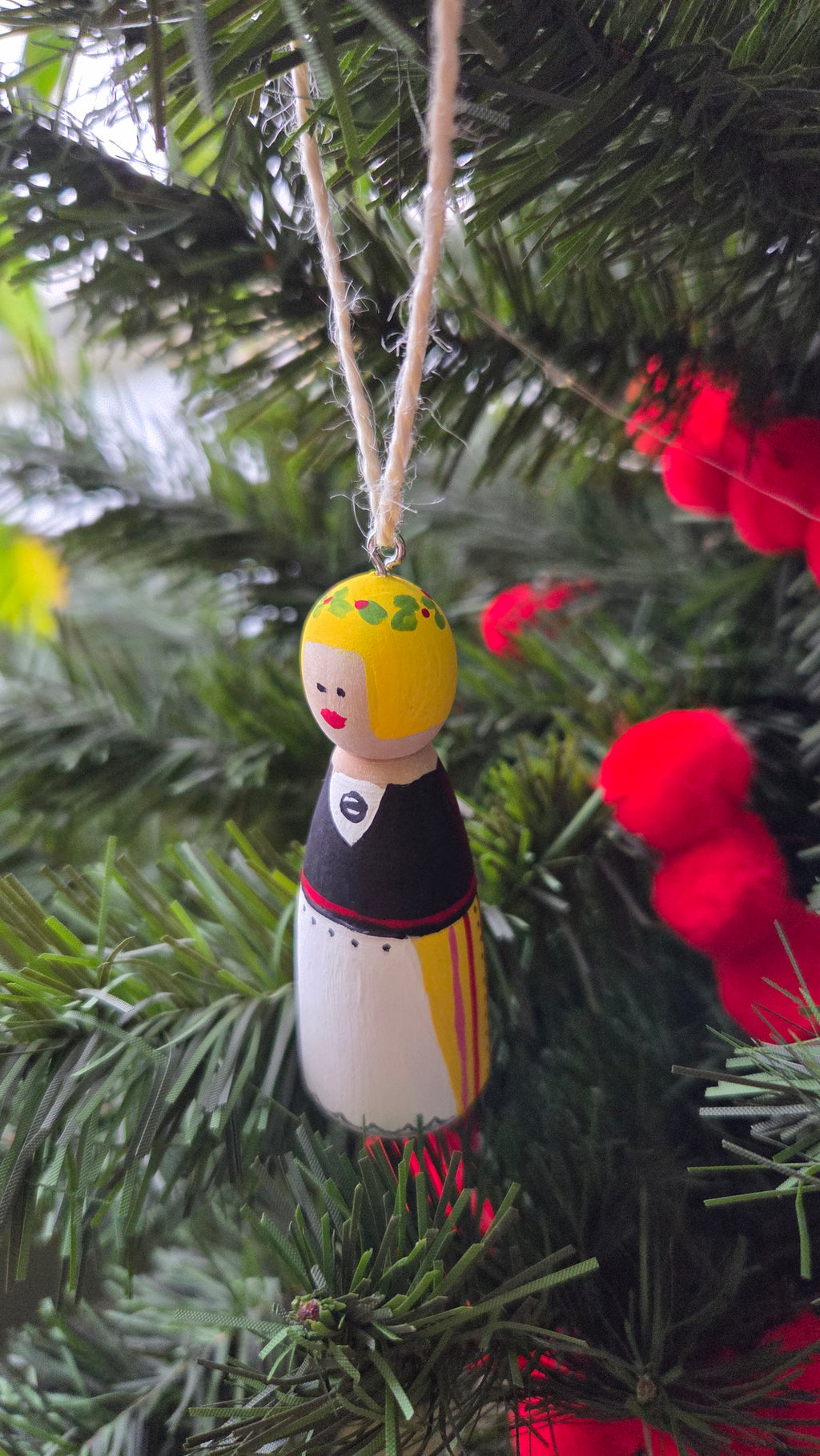 Rahva Lady Handpainted Wooden Ornament (Large)