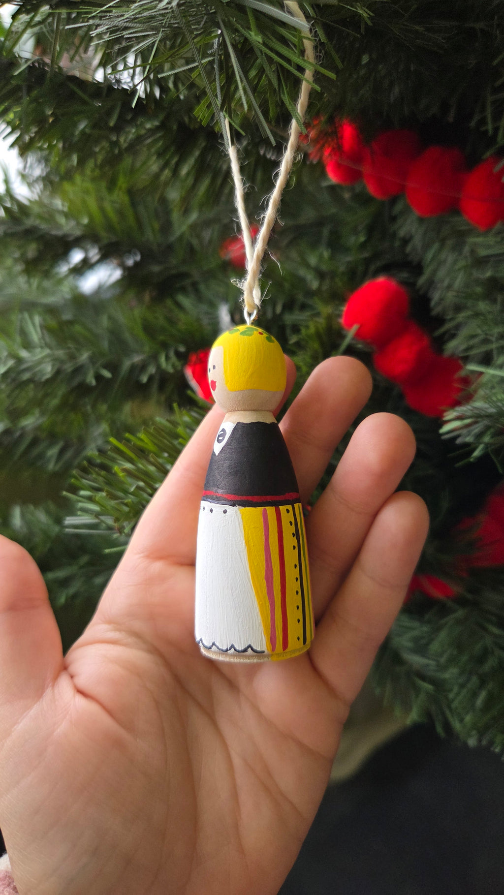 Rahva Lady Handpainted Wooden Ornament (Large)