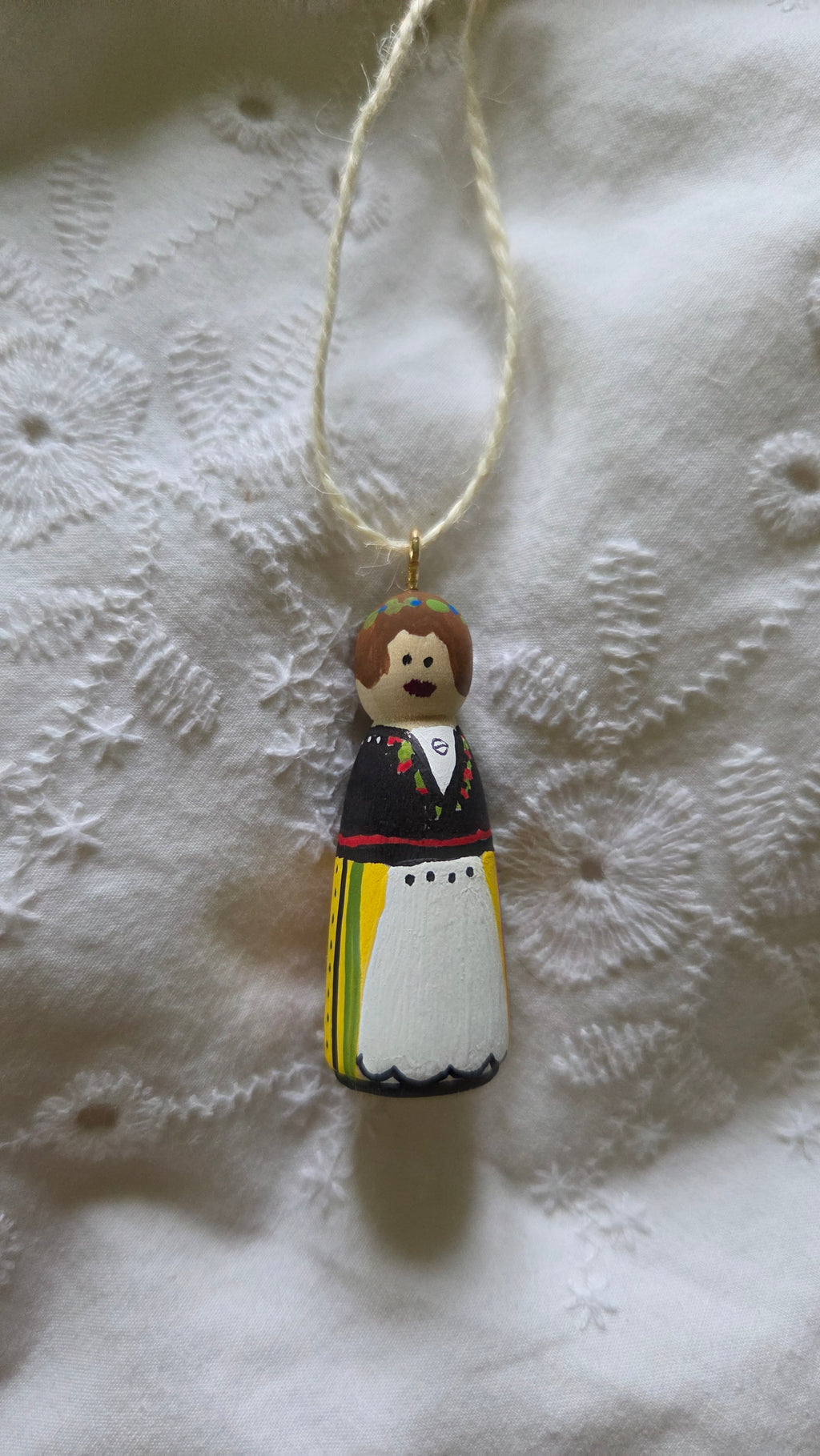Rahva Lady Handpainted Wooden Ornament (Small)