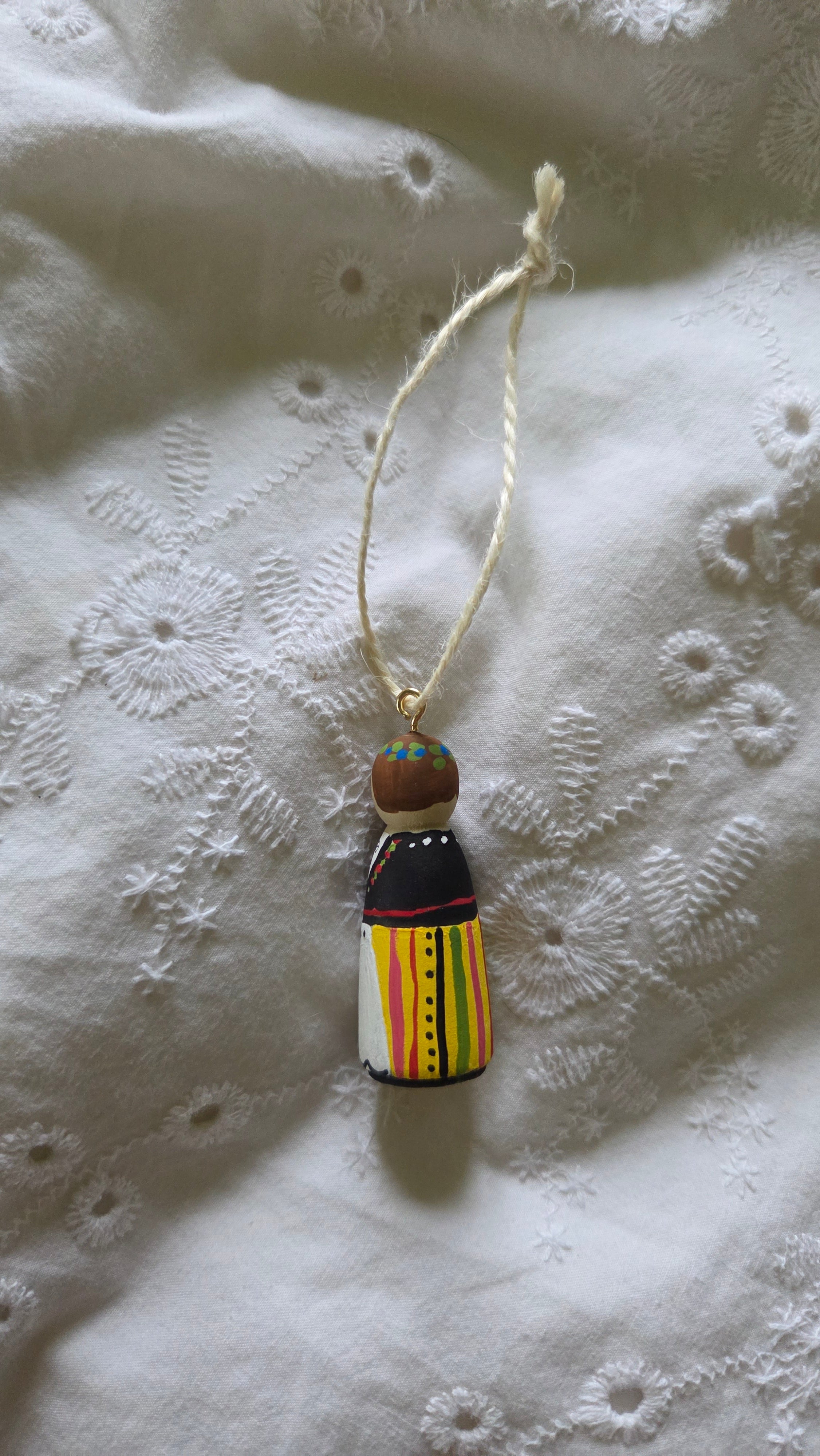 Rahva Lady Handpainted Wooden Ornament (Small)