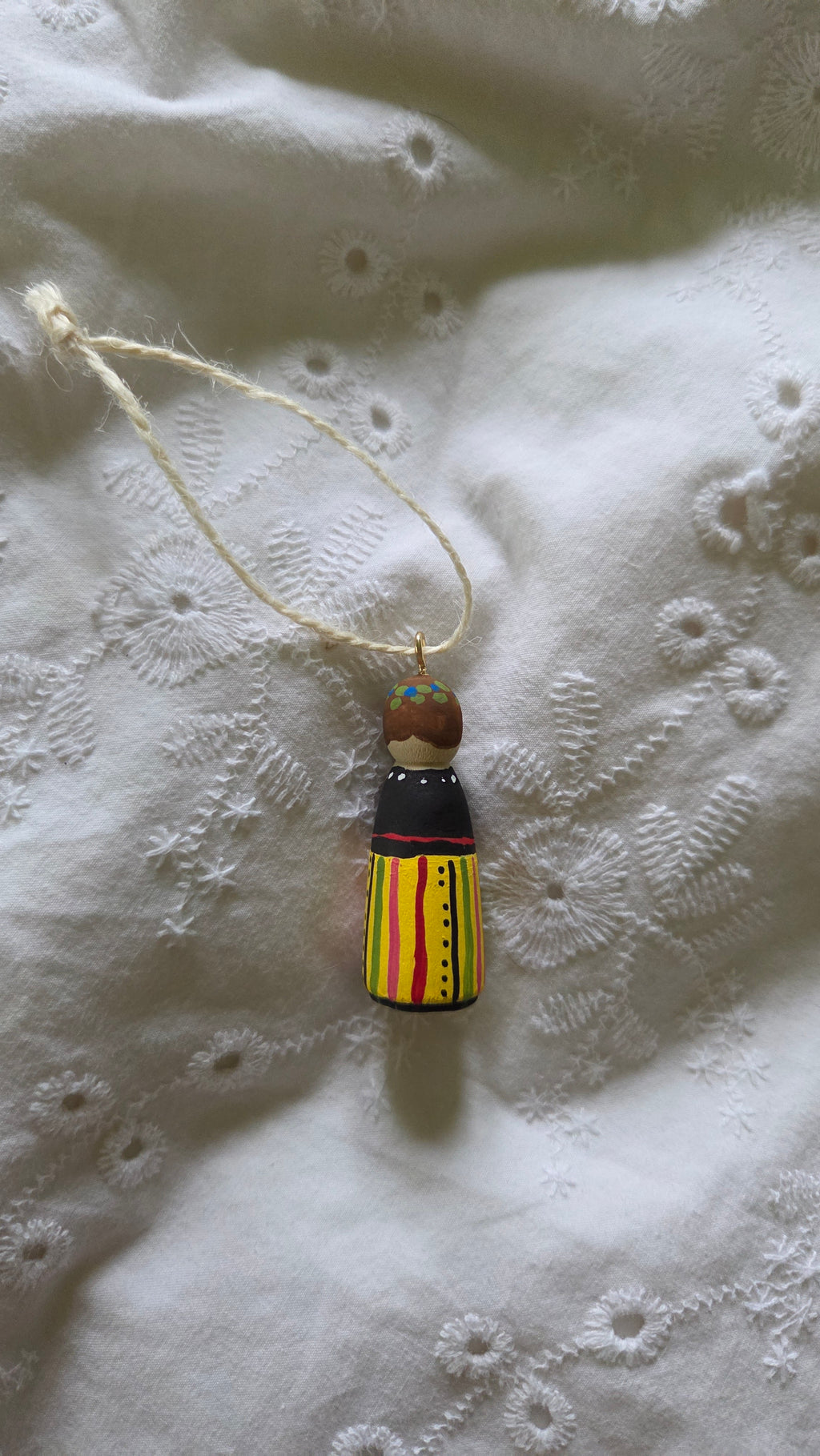Rahva Lady Handpainted Wooden Ornament (Small)