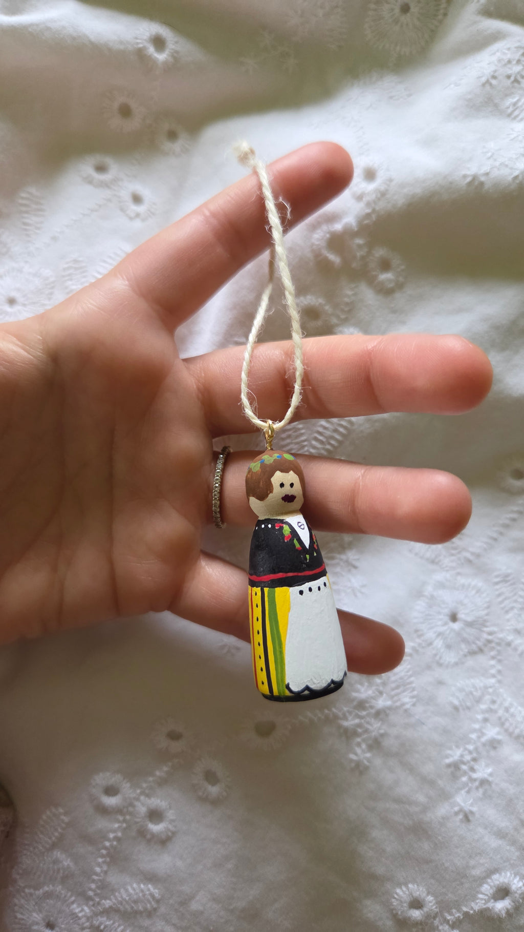 Rahva Lady Handpainted Wooden Ornament (Small)