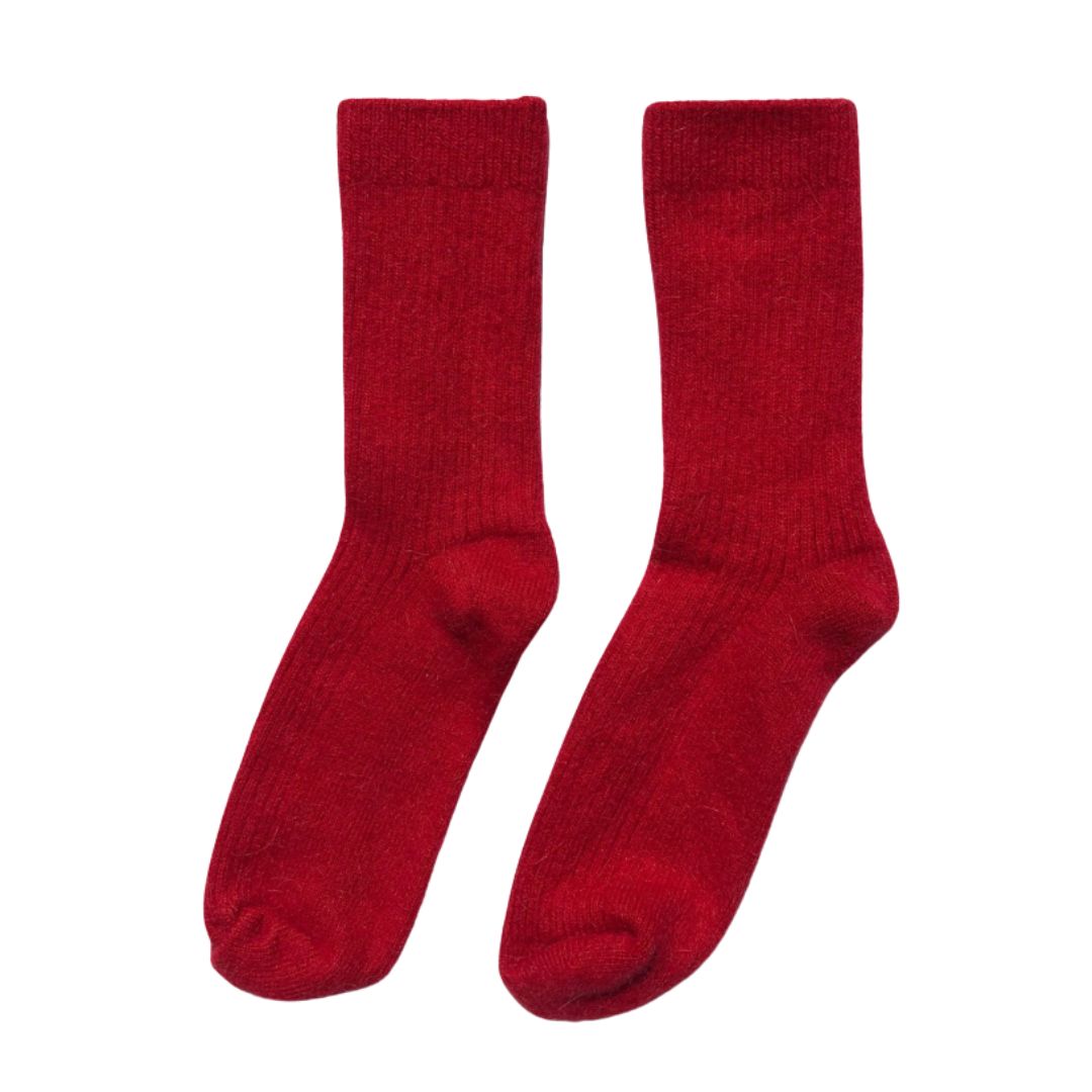 Angora Wool Socks - Red