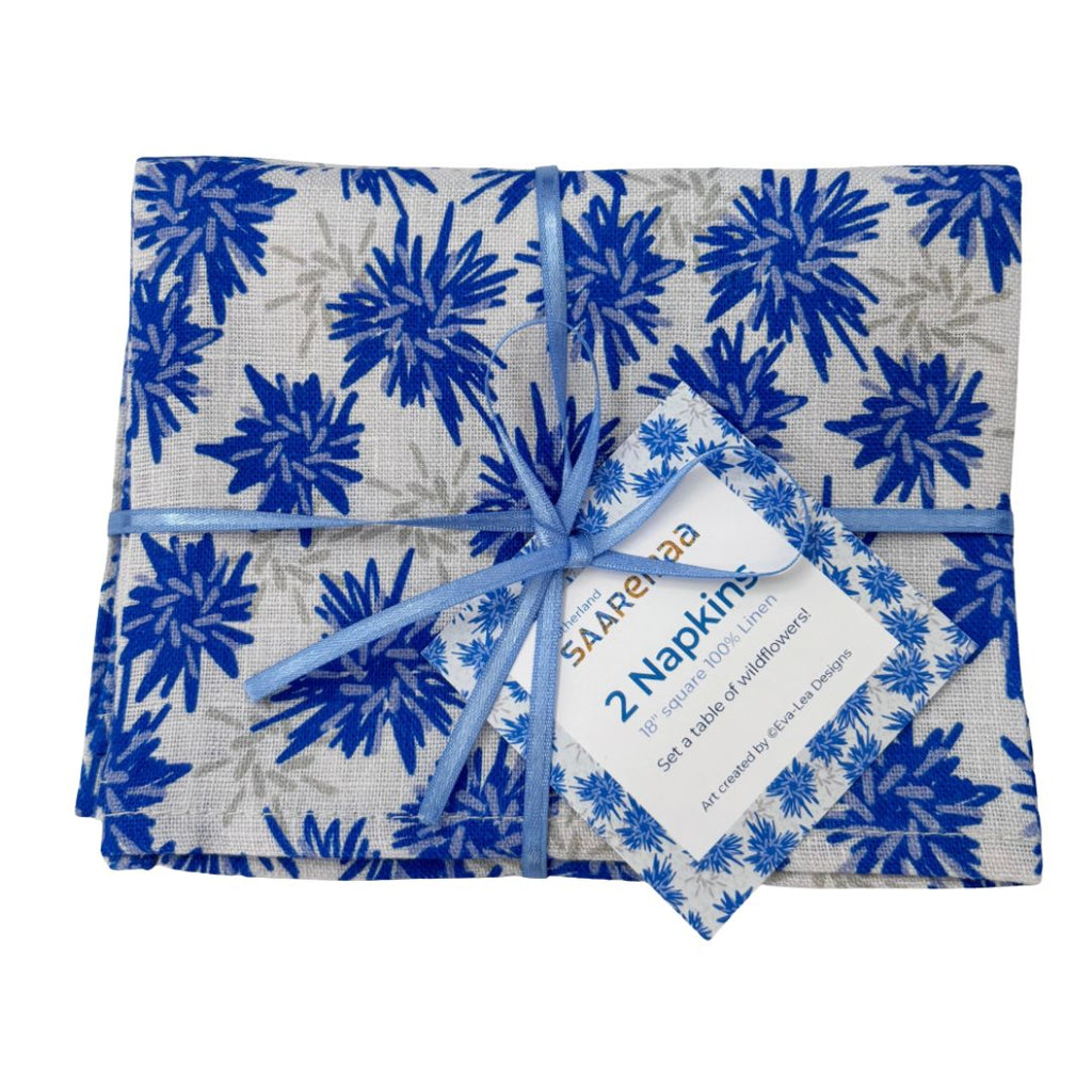 Rukki Fields / Cornflower Napkin Set in 100% Linen