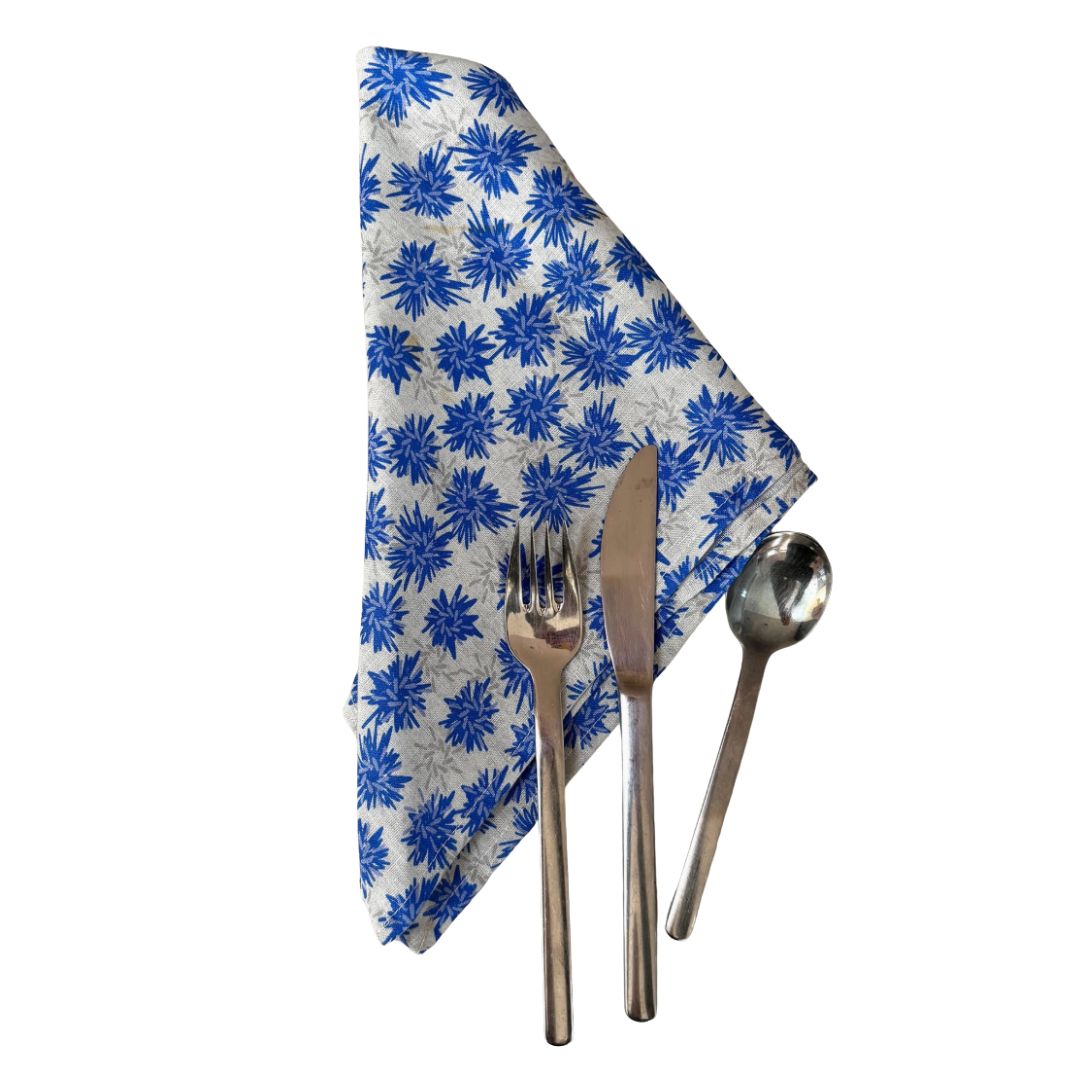 Rukki Fields / Cornflower Napkin Set in 100% Linen