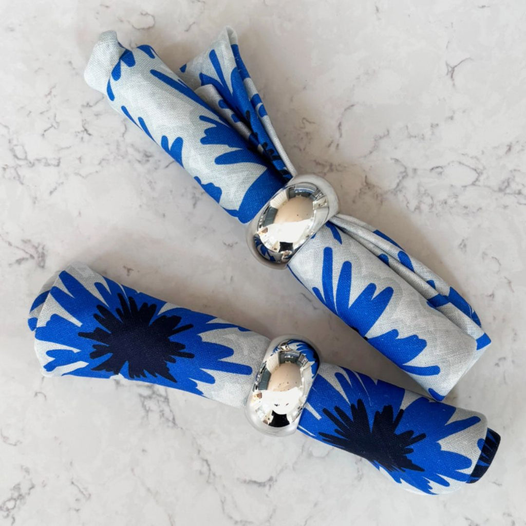 Mighty Blue Rukki / Cornflower Napkin Set in 100% Linen