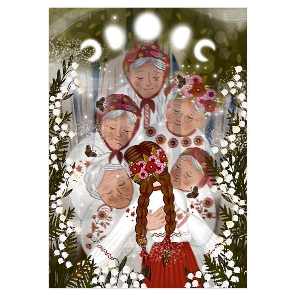 Ancestors' Hug - Folklore Art Postcard