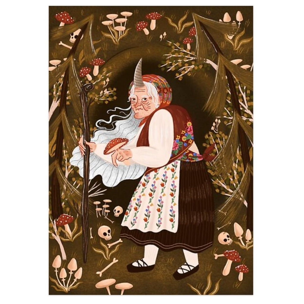 Baba Roga - Folklore Art Postcard