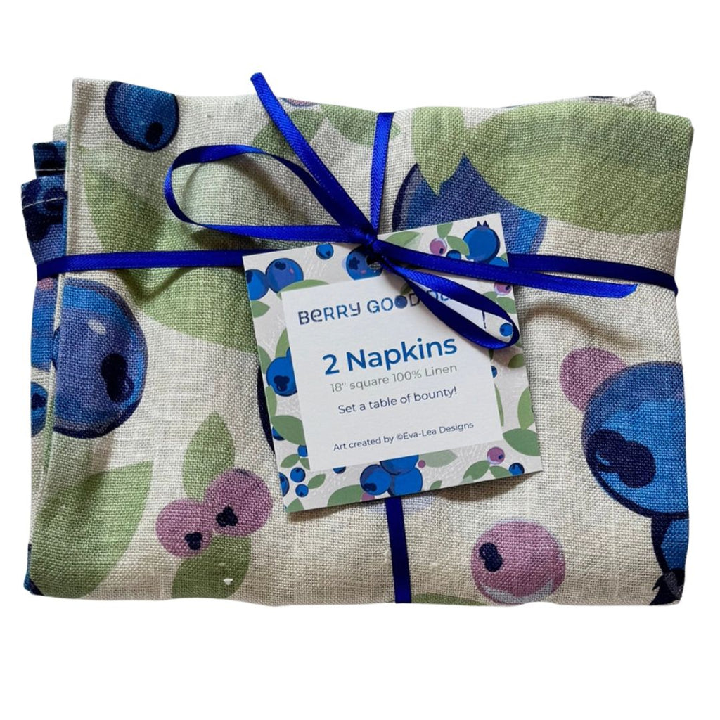 Blueberry Napkin Set in 100% Linen