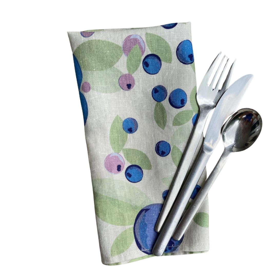 Blueberry Napkin Set in 100% Linen