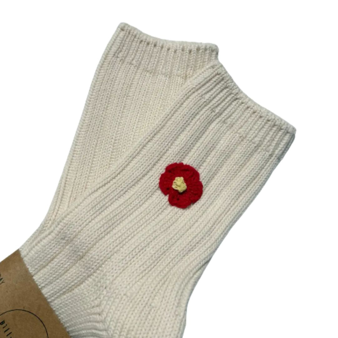 Cotton Flower Socks - Red