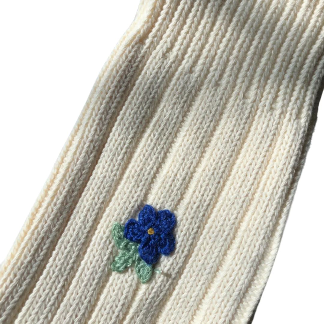 Cotton Flower Socks - Blue