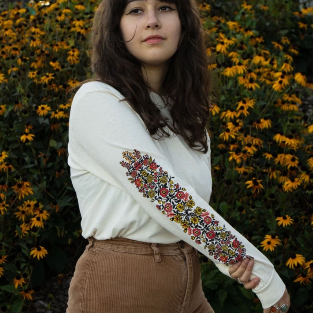 Folk Flowers Long Sleeve - Cream
