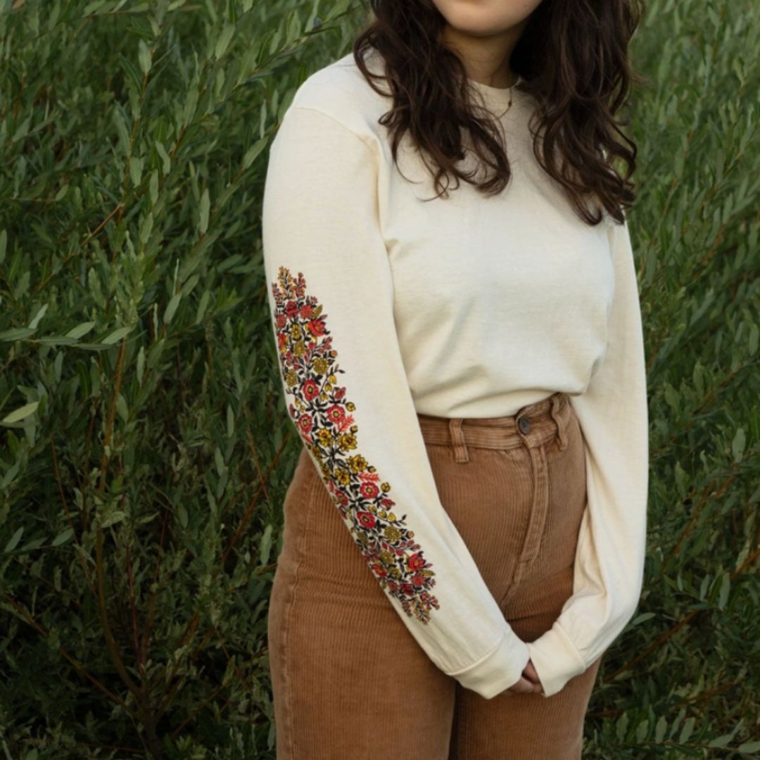 Folk Flowers Long Sleeve - Cream