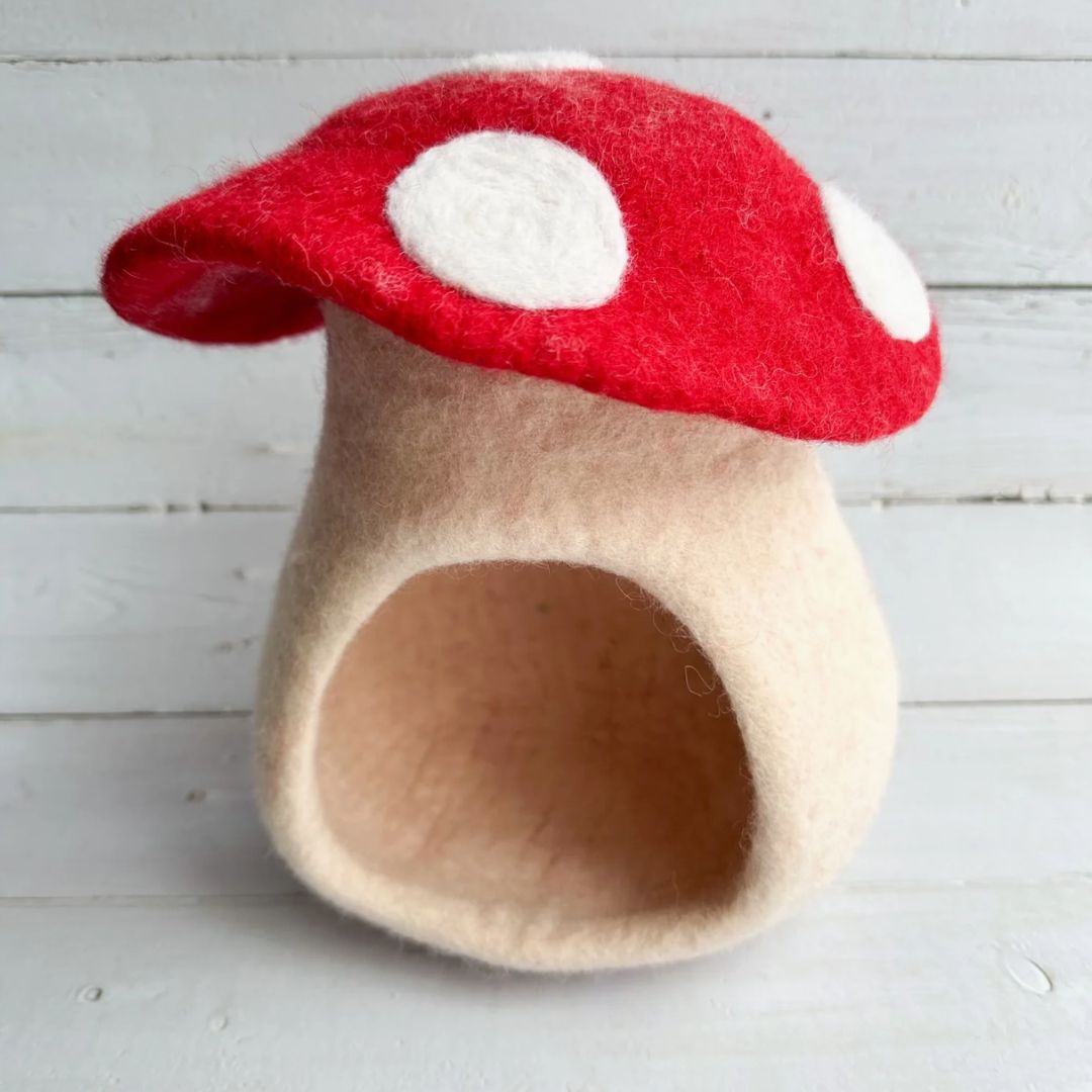Felt Mushroom Cottage with Fairy