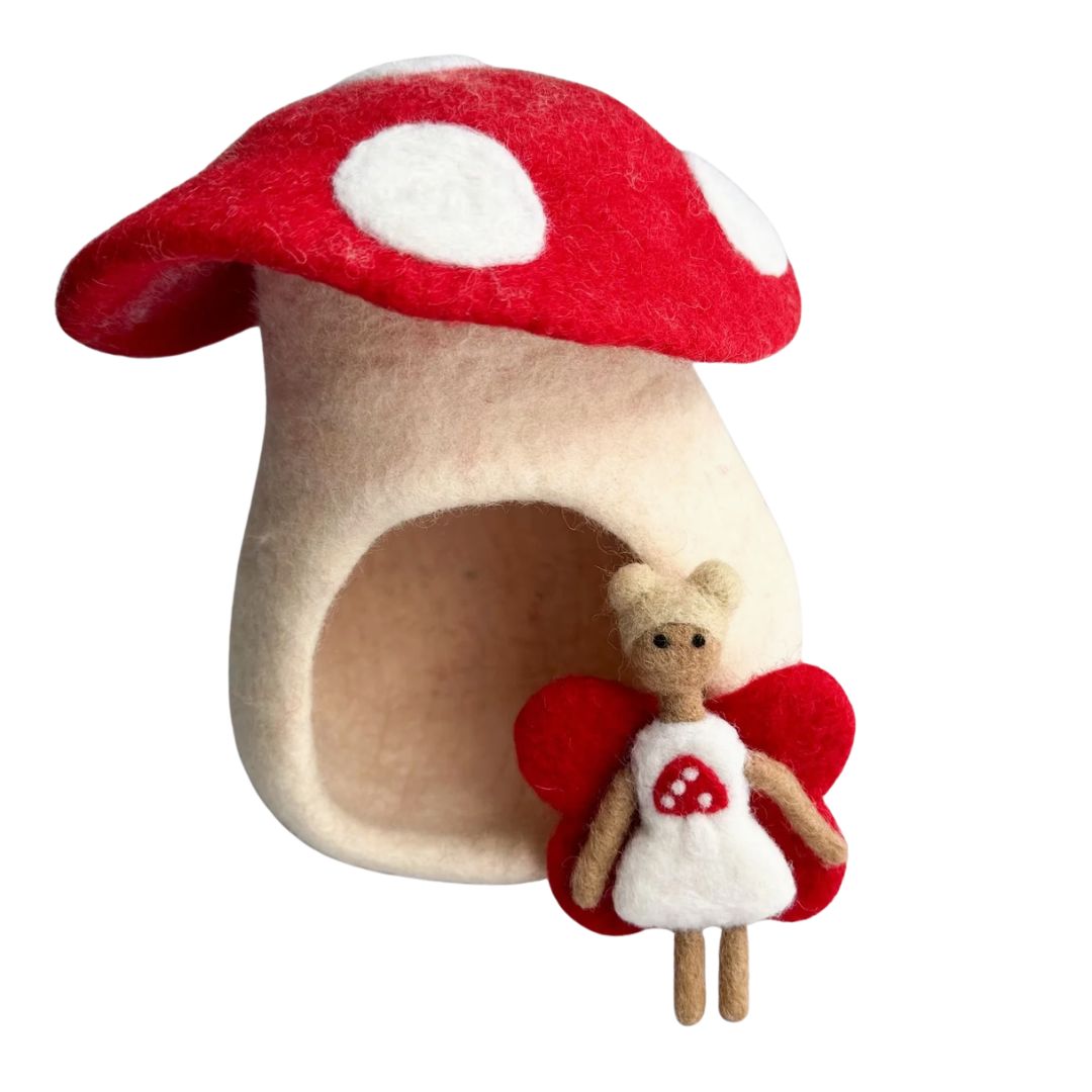 Felt Mushroom Cottage with Fairy