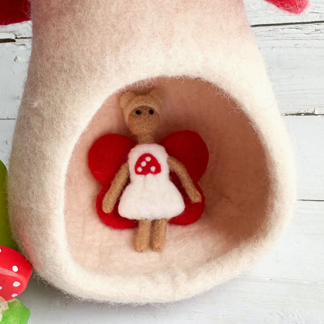 Felt Mushroom Cottage with Fairy