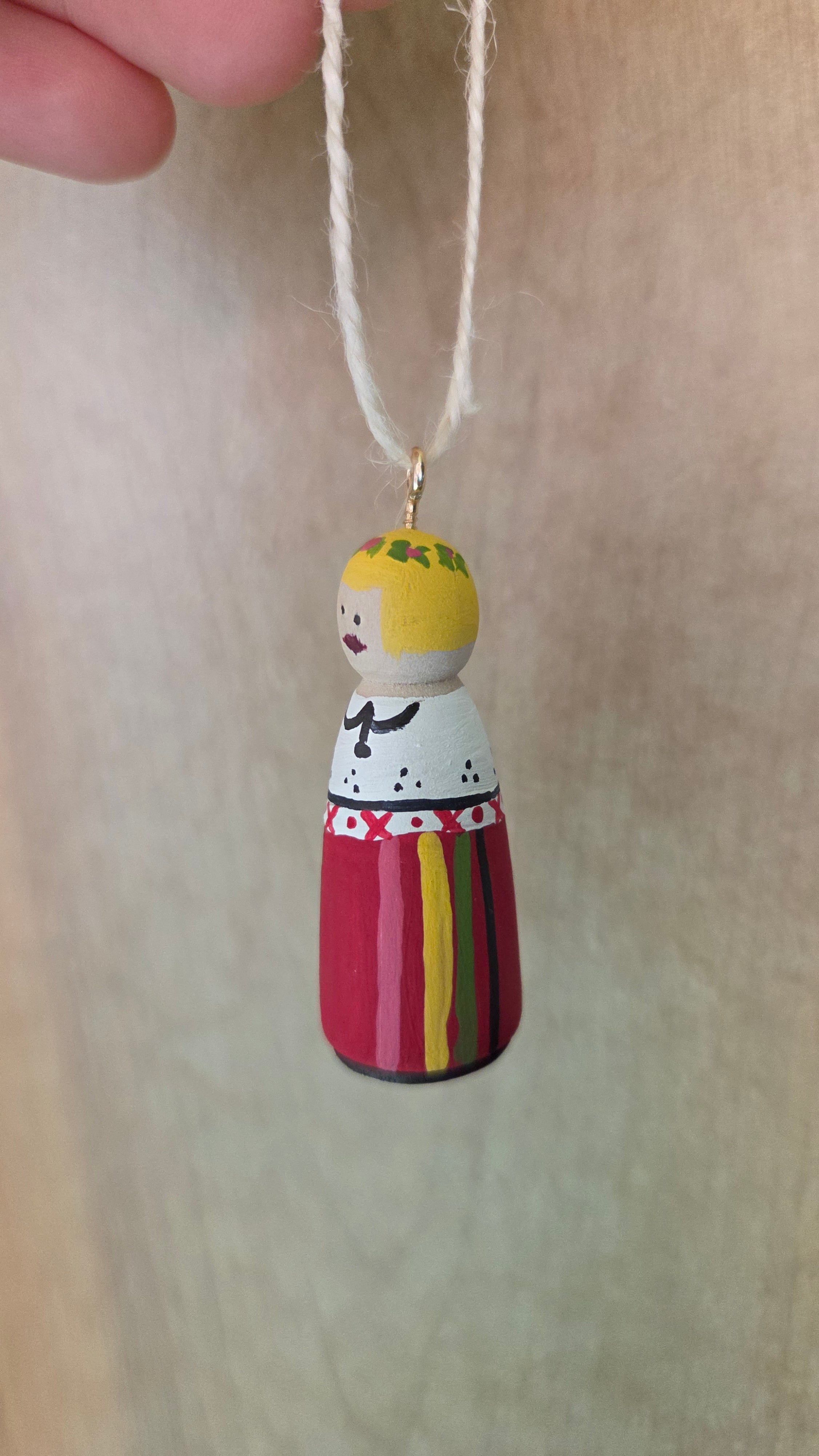 Rahva Lady Handpainted Wooden Ornament (Small)