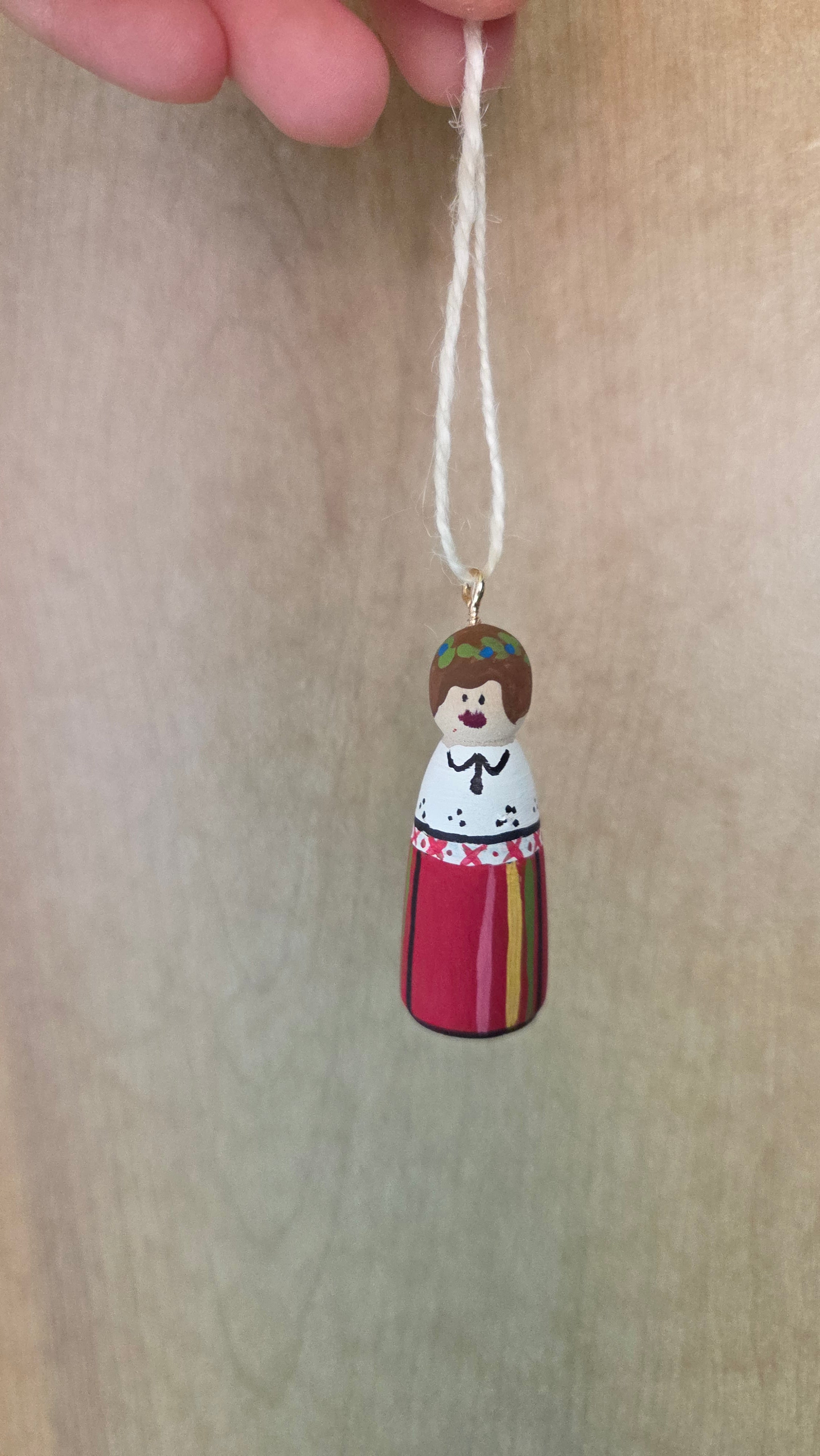 Rahva Lady Handpainted Wooden Ornament (Small)