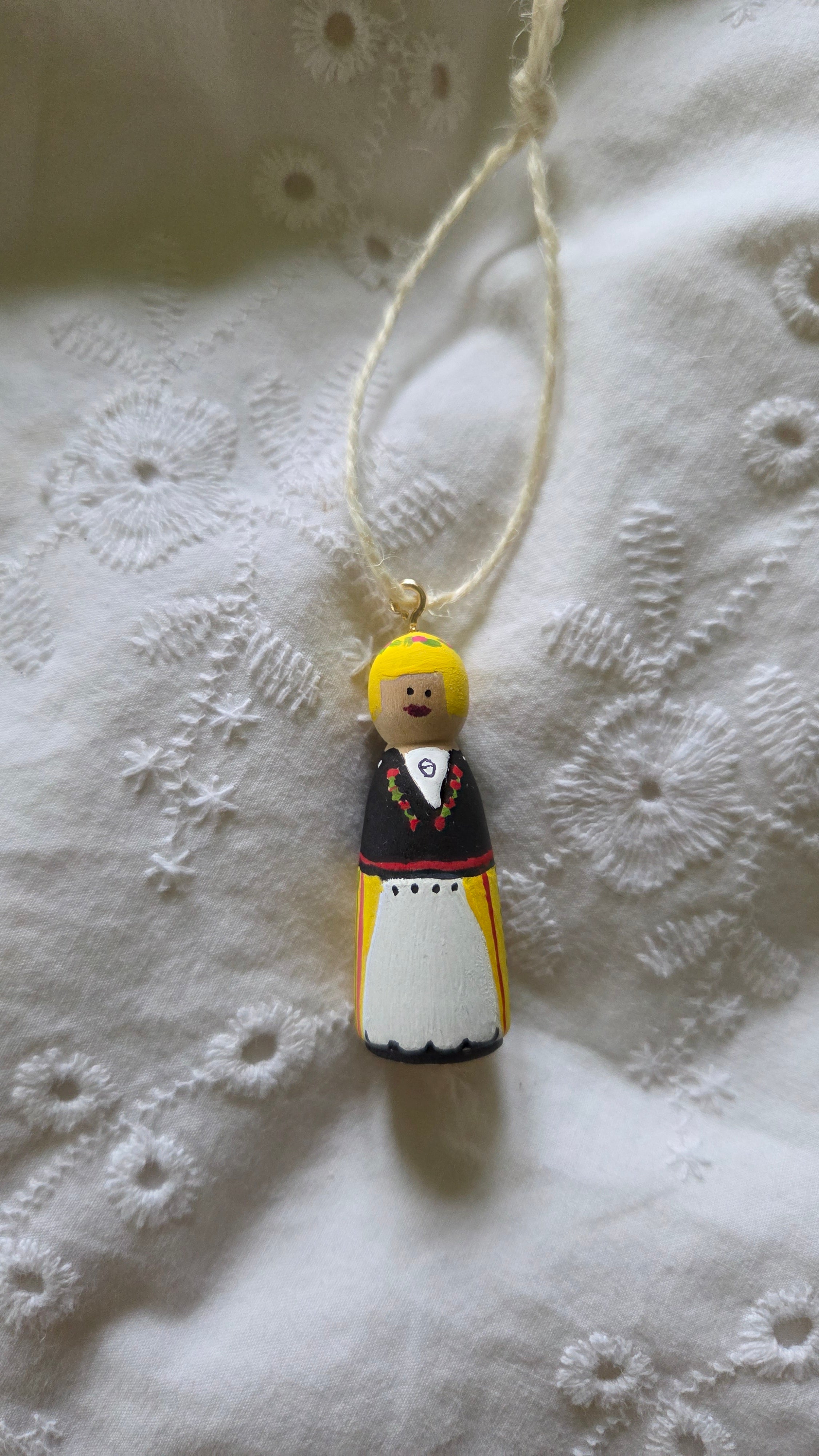 Rahva Lady Handpainted Wooden Ornament (Small)
