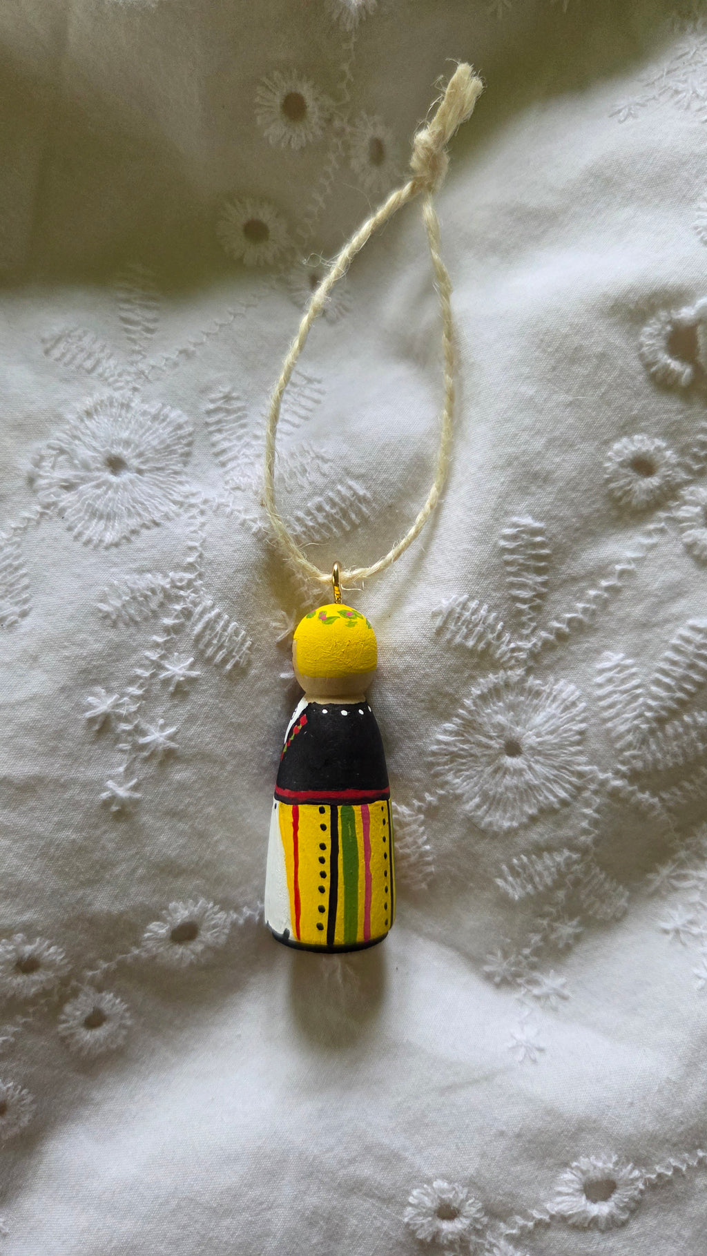Rahva Lady Handpainted Wooden Ornament (Small)