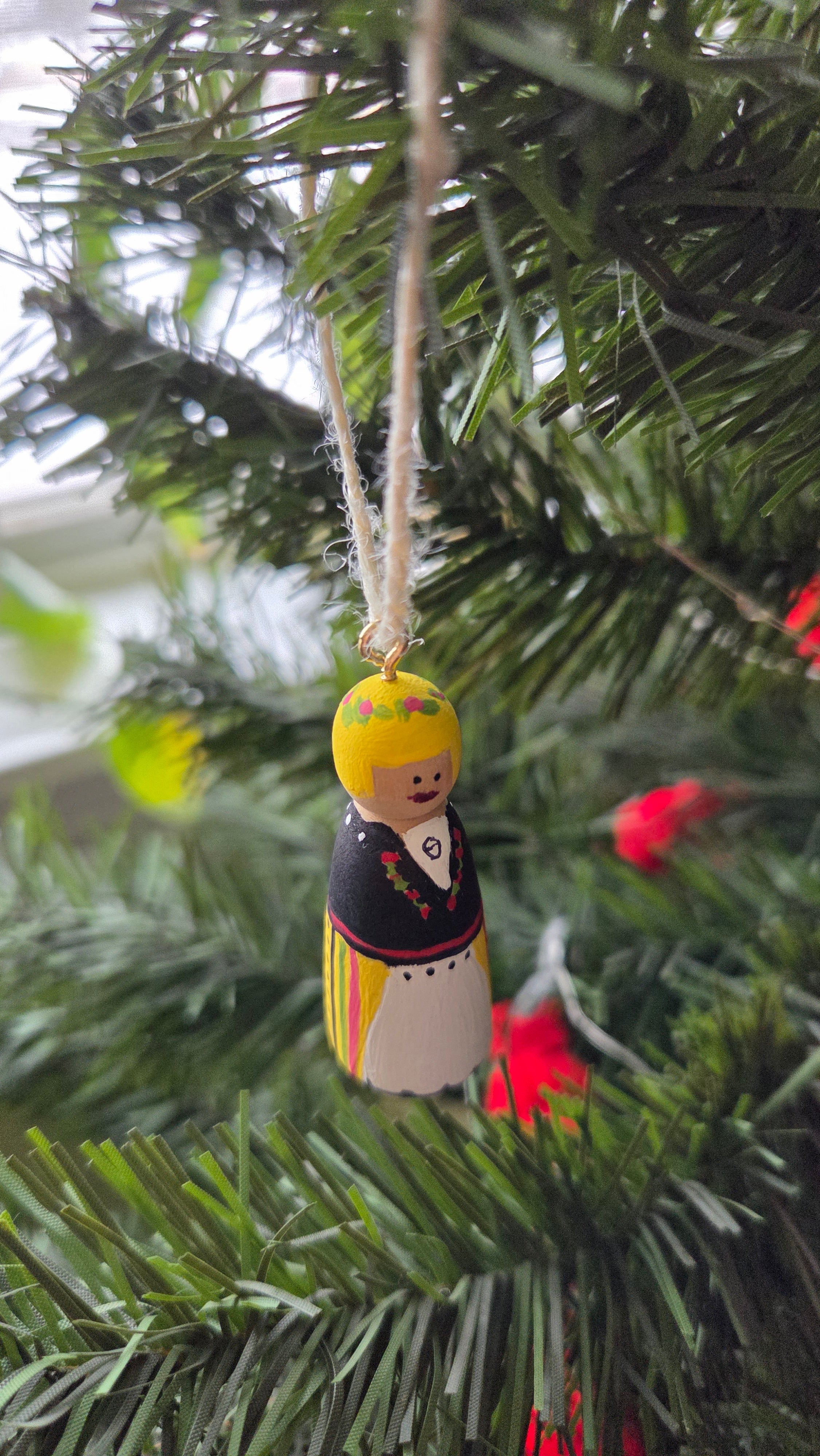Rahva Lady Handpainted Wooden Ornament (Small)