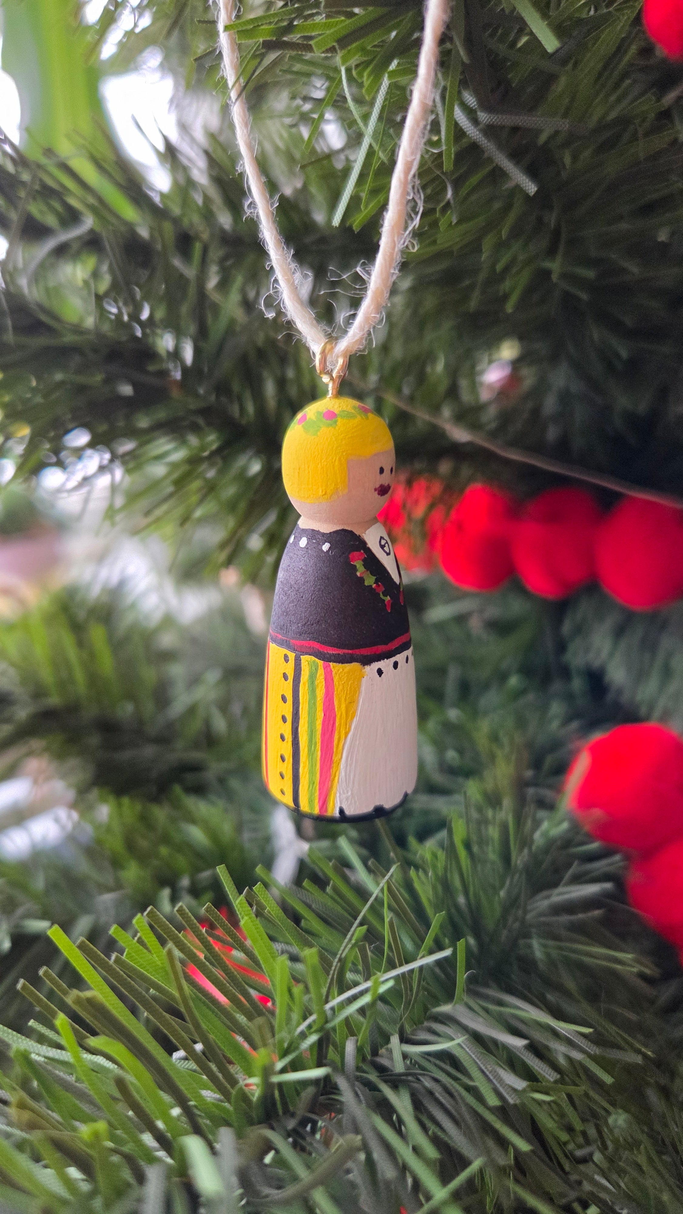 Rahva Lady Handpainted Wooden Ornament (Small)