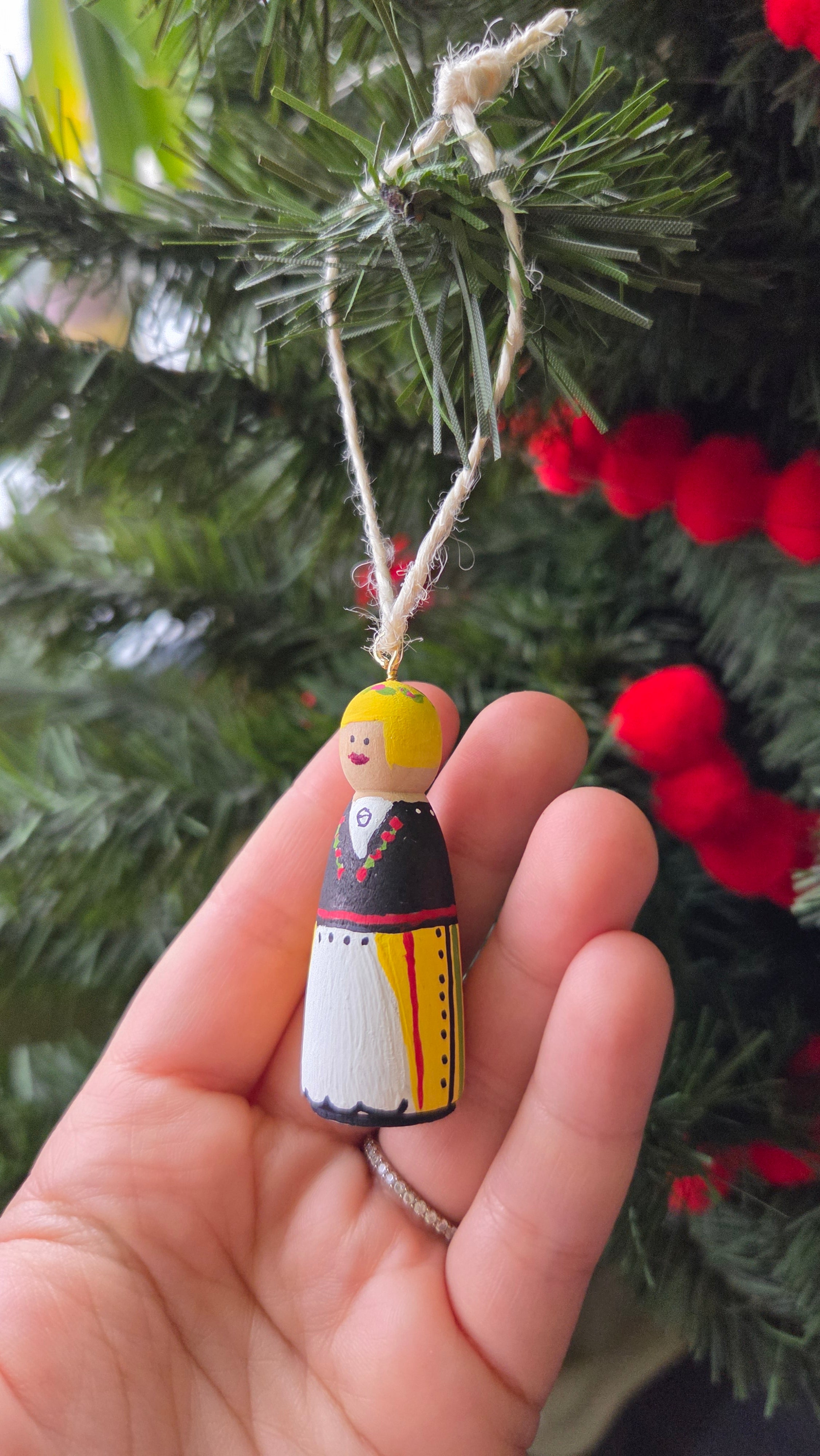 Rahva Lady Handpainted Wooden Ornament (Small)