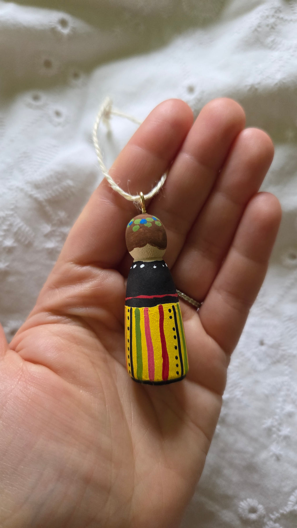 Rahva Lady Handpainted Wooden Ornament (Small)