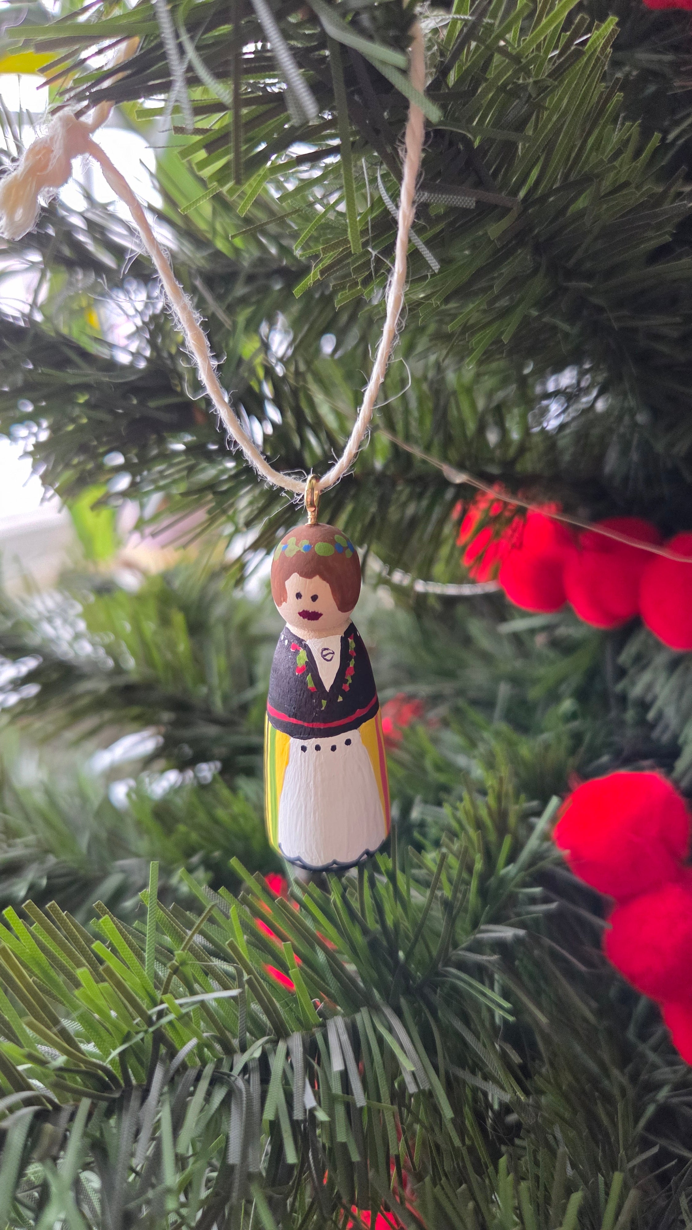 Rahva Lady Handpainted Wooden Ornament (Small)