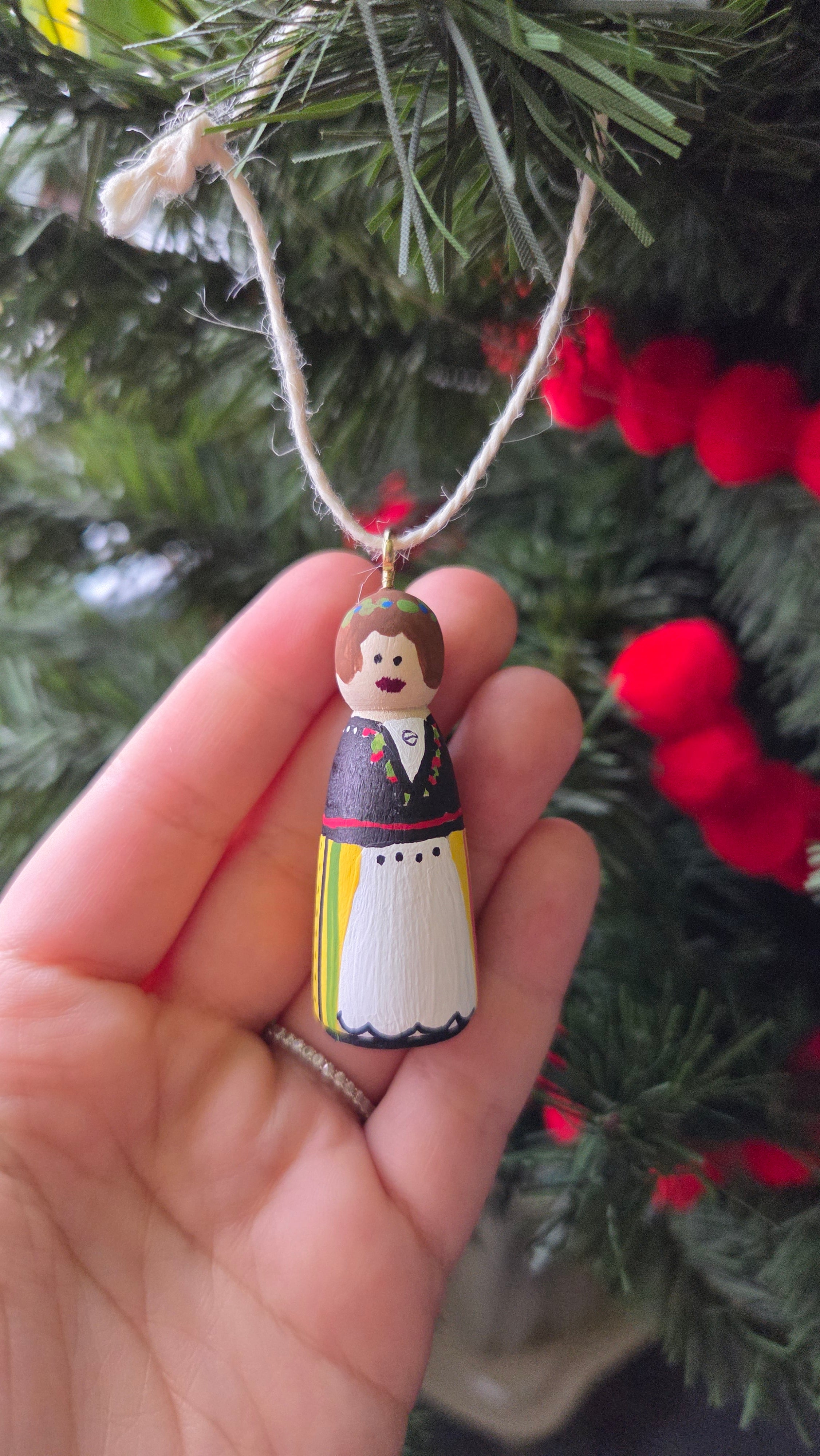 Rahva Lady Handpainted Wooden Ornament (Small)