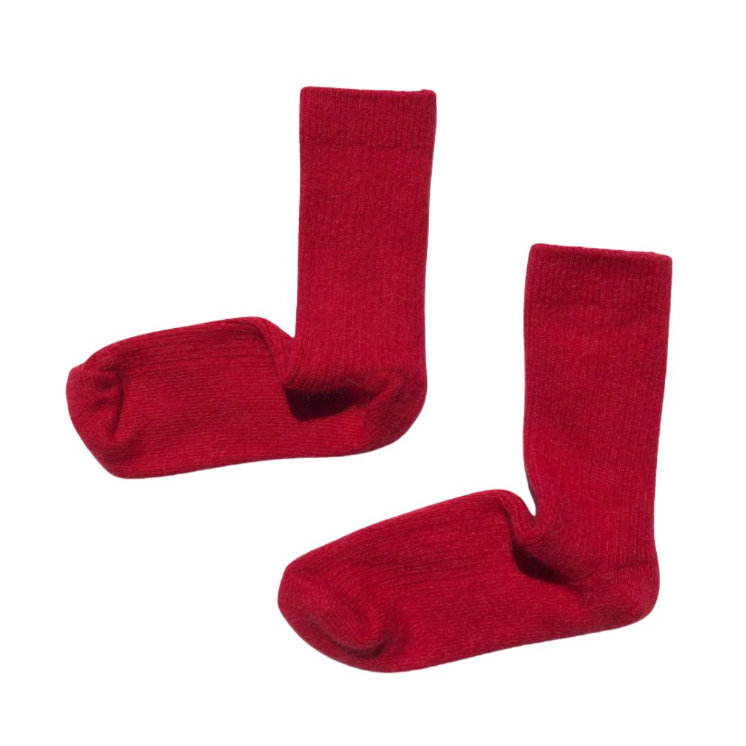 Angora Wool Socks - Red