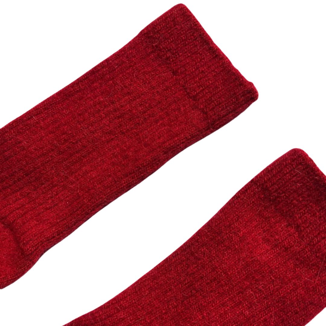 Angora Wool Socks - Red