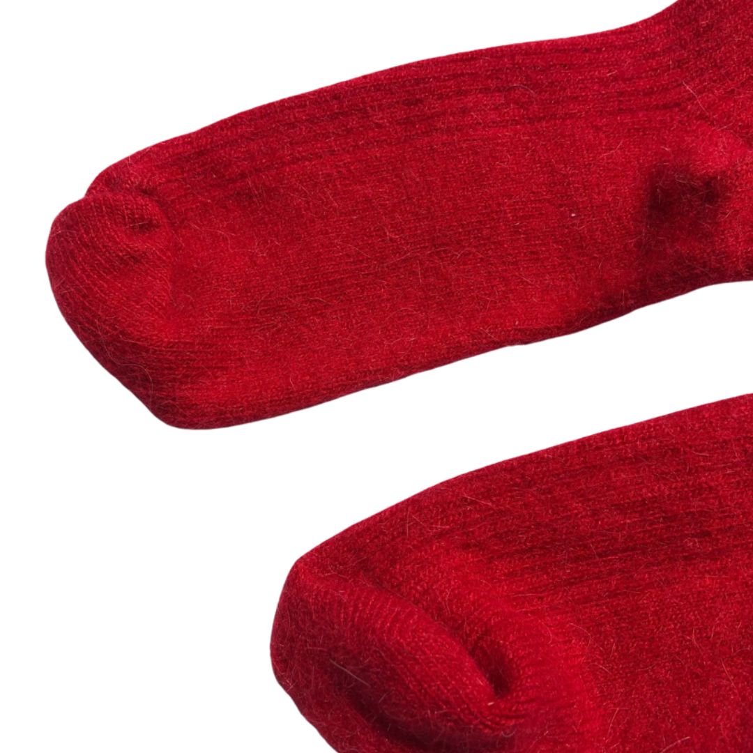 Angora Wool Socks - Red