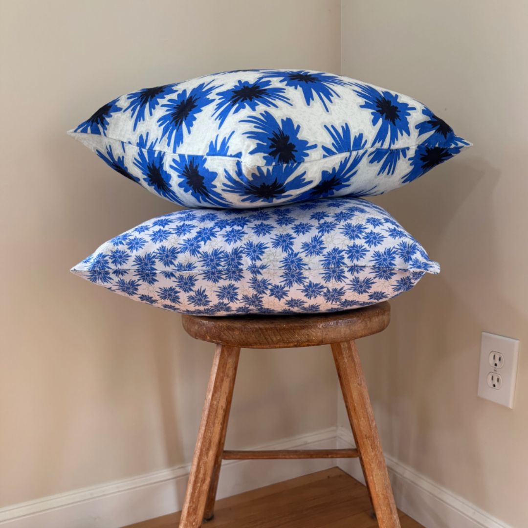 Rukki Fields Cornflower Throw Pillow Cover - 100% Linen