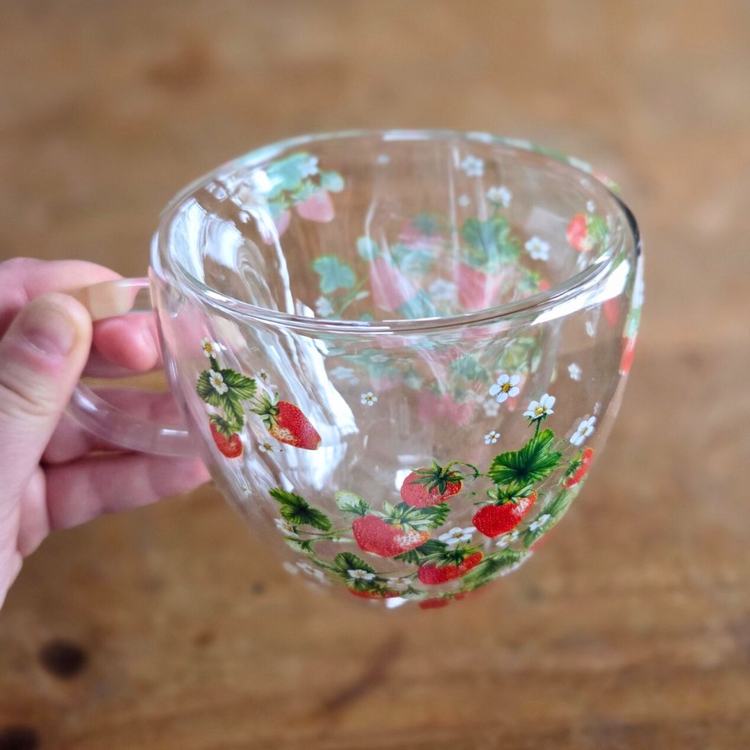 Glass Strawberry Mug - Large