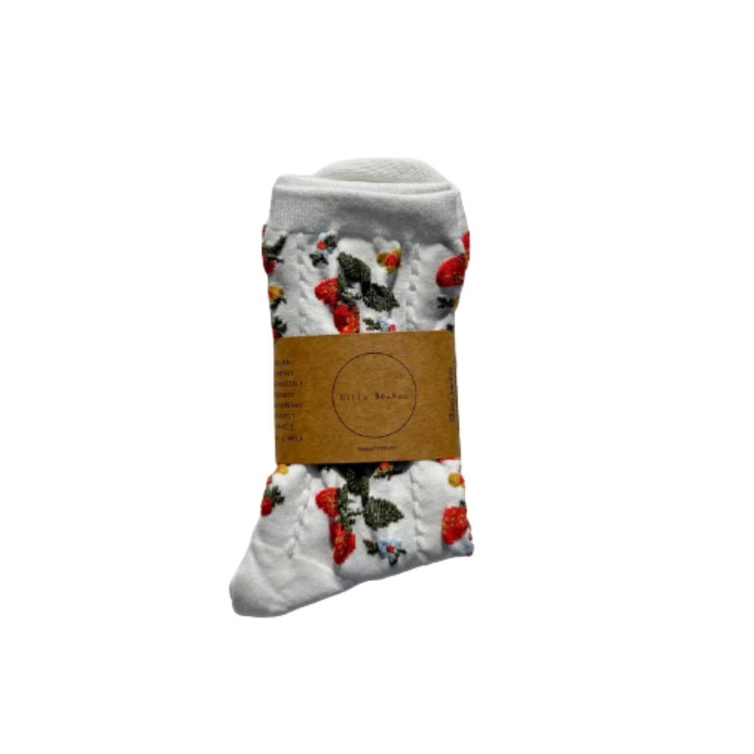 Strawberry / Maasika Socks - White