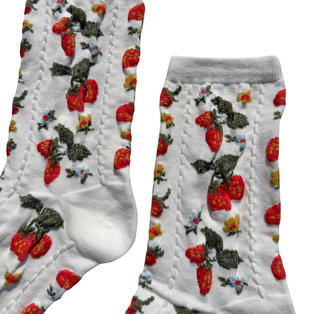 Strawberry / Maasika Socks - White