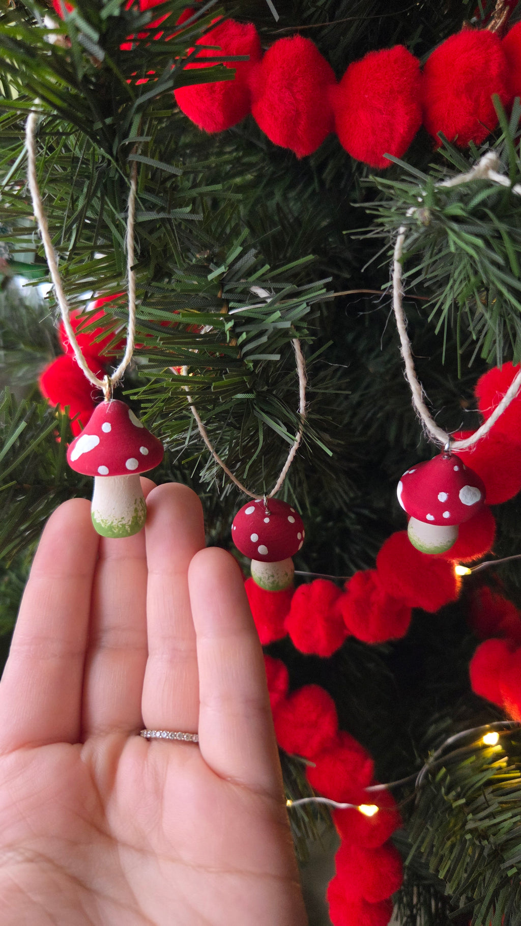 Wooden Mushroom Trio