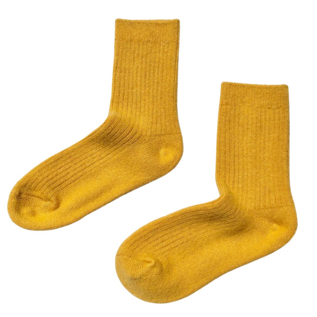 Angora Wool Socks - Yellow